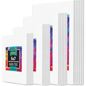 KEFF 24-Pack Canvas for Painting, 6 of 5x7, 8x10, 9x12,11x14 Painting Canvas Boards, Art Supplies for Adults & Kids - 100% Cotton Primed Canvases for Painting for Acrylic, Oil, Watercolor, Tempera