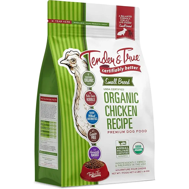 Tender & True Pet Nutrition Small Breed Organic Chicken Recipe Dog Food, 4 lb (46003)