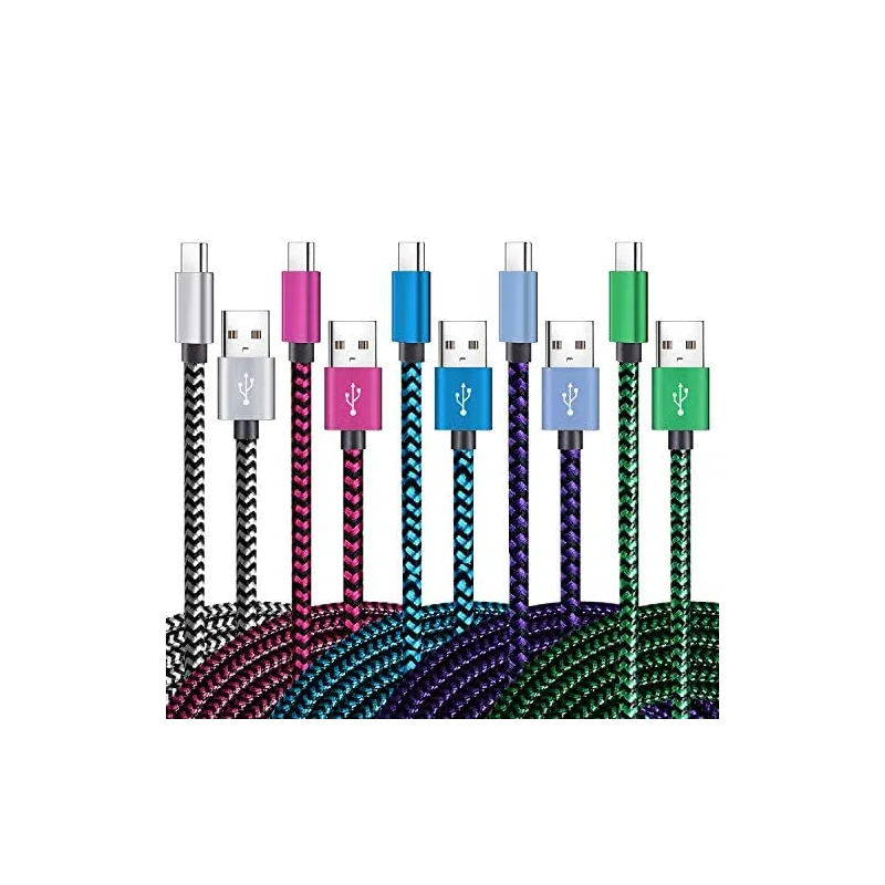 Teeind USB Type C Cable Fast Charging, Tpc001 5 Pack(6Ft 3A) Braided C Charger Cables Compatible with Samsung S10e/note 9/s10/s9/s8 Plus/A80/A50/A20