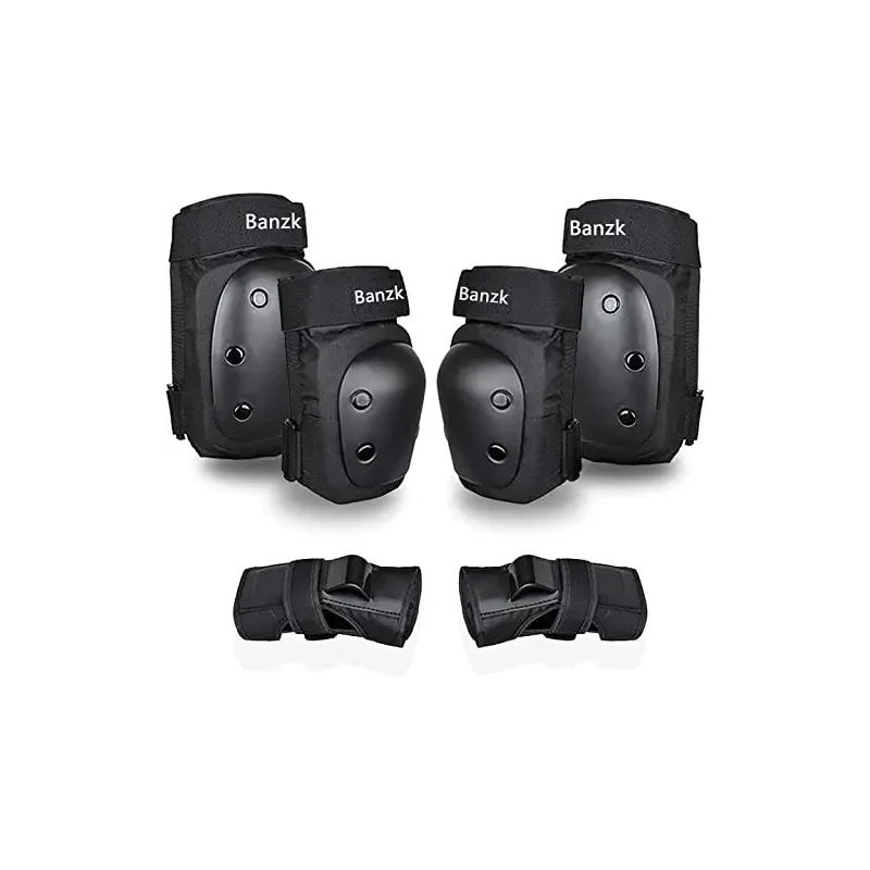 Adult Knee Pads Elbow Pads Wrist Guards for Adult Kids 6 in 1 Protective Gear Set for Skateboarding Biking Roller Skating Cycling Outdoor Sports Black L