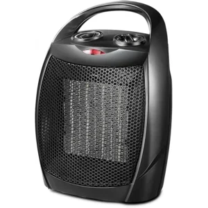 Kismile Small Electric Space Heater Ceramic Space Heater,Portable Heater Fan for Office with Adjustable Thermostat and Overheat Protection ETL Listed for Kitchen, 750W/1500W(Black)