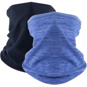 KGC 2 Pack Winter Neck Warmer Gaiter Fleece Windproof Face Mask Cover Cold Weather Scarf for Men & Women