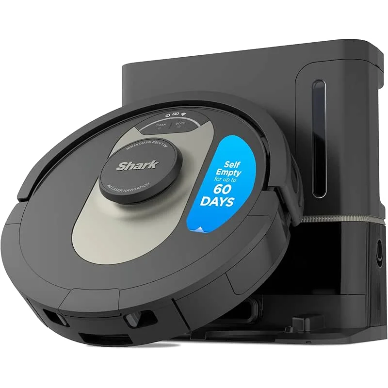 Shark AV2501AE AI Robot Vacuum with XL HEPA Self-Empty Base, Bagless, 60-Day Capacity, LIDAR Navigation, Perfect for Pet Hair, Compatible with Alexa, Wi-Fi Connected, Carpet & Hard Floor, Black