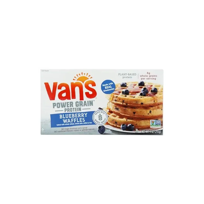 Vans International Foods Blueberry Plant Based Protein Waffles, 9 Oz