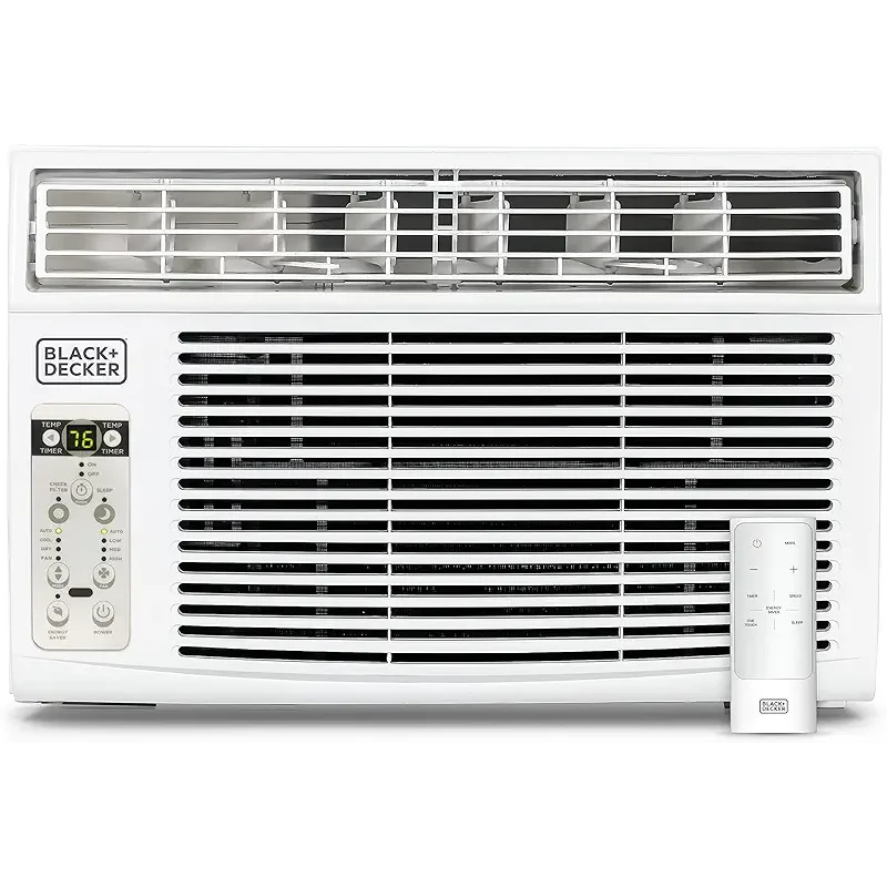 BLACK+DECKER Window Air Conditioner 8000 BTU, AC Window Unit Cools Up to 350 Square Feet, Window AC Unit with Remote Control, 3 Cooling Speeds and Fan Only Function, BD08WT6, White