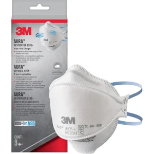 3M Aura Particulate Respirator 9205+ N95, Lightweight, 3 Panel Designed Helps Provide Comfortable and Convenient Respiratory Protection, 3-Pack