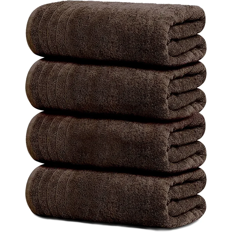 Tens Towels Pack of 4 Extra Large Bath Towels 30 x 60 Inches, 100% Cotton, Larger & Lighter Weight, Quicker to Dry, Super Soft and Absorbent, Perfect for Bathroom, Brown