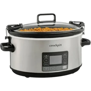 Crock-Pot 7-Quart Slow Cooker, Portable Programmable with Timer, Locking Lid, Stainless Steel; an Essential Kitchen Appliance, Perfect for Families and Gatherings