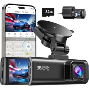 REDTIGER Dash Cam Front Rear, 4K/2.5K Full HD Dash Camera for Cars, Included 32GB Card, Built-in Wi-Fi GPS, 3.16” IPS Screen, Night Vision, 170°Wide Angle, WDR, 24H Parking Mode(F7NP)