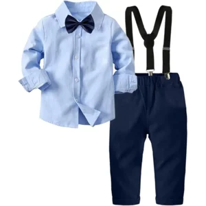ARTMINE Toddler Boy Clothes Suit Gentleman Wedding Outfits, Formal Dress Shirt+Bowtie+Vest+Pants