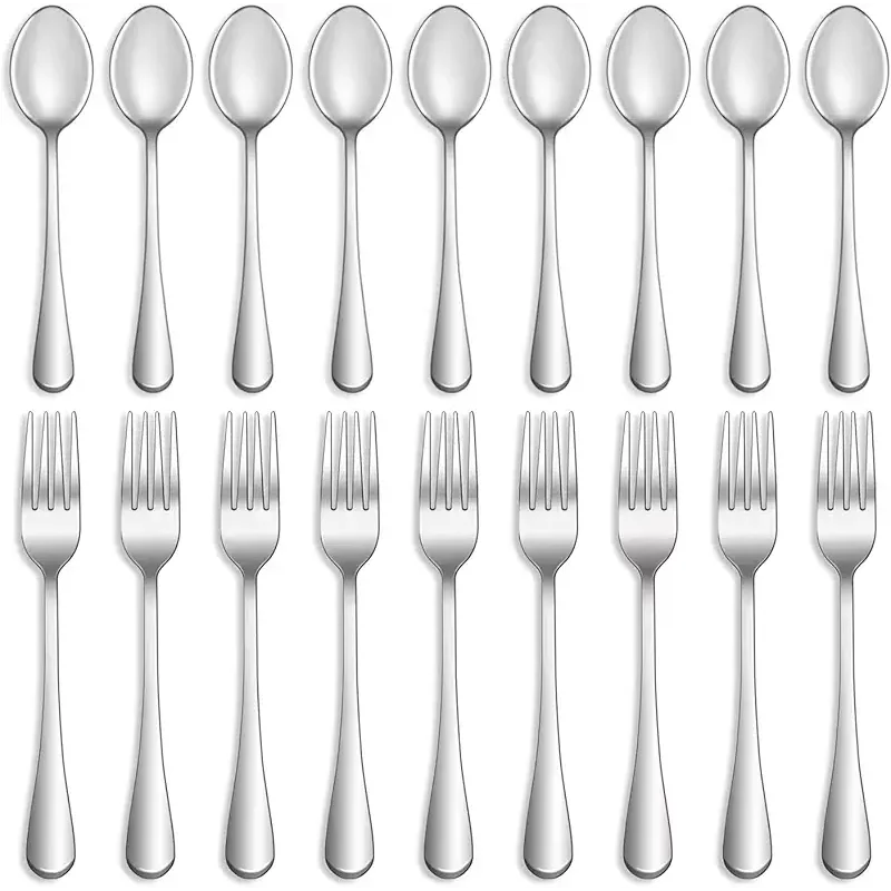 16 Pcs Forks and Spoons Silverware Set,Food Grade Stainless Steel Flatware Cutlery Set for Home,Kitchen and Restaurant,Mirror Polished,Dishwasher Safe - 8 Dinner Fork(8 inch) and 8 Teaspoon(6.5 inch)