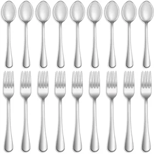 16 Pcs Forks and Spoons Silverware Set,Food Grade Stainless Steel Flatware Cutlery Set for Home,Kitchen and Restaurant,Mirror Polished,Dishwasher Safe - 8 Dinner Fork(8 inch) and 8 Teaspoon(6.5 inch)