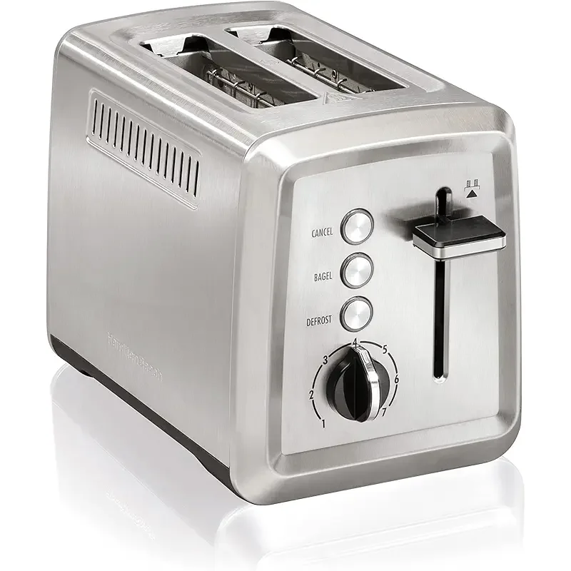 Hamilton Beach 2 Slice Toaster with Extra-Wide Slots, Bagel Setting, Toast Boost, Slide-Out Crumb Tray, Auto-Shutoff & Cancel Button, Defrost Function, Stainless Steel (22794)