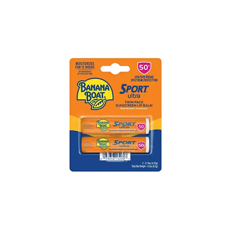 Banana Boat Sport Ultra SPF 50 Lip Sunscreen 2 Pack | SPF Lip Balm, Banana Boat Sunscreen for Lips, Beach Essentials, Beach Necessities, Summer Essentials, Sun Care, Sunblock for Lips, Twin Pack