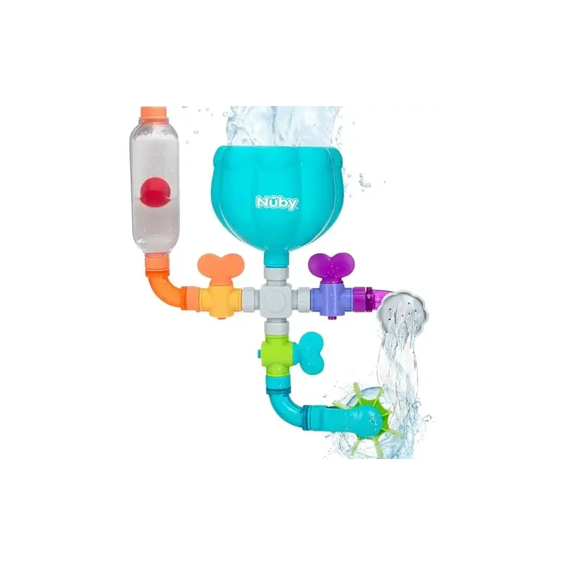 Nuby Wacky Waterworks Pipes Bath Toy - Baby Bathtub Toy with Interactive Features for Cognitive Development