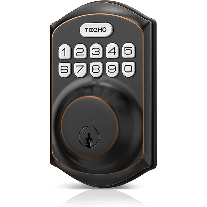 TEEHO TE001 Keyless Entry Door Lock with Keypad - Smart Deadbolt Lock for Front Door with 2 Keys - Auto Lock - Easy Installation - Oil-Rubbed Bronze
