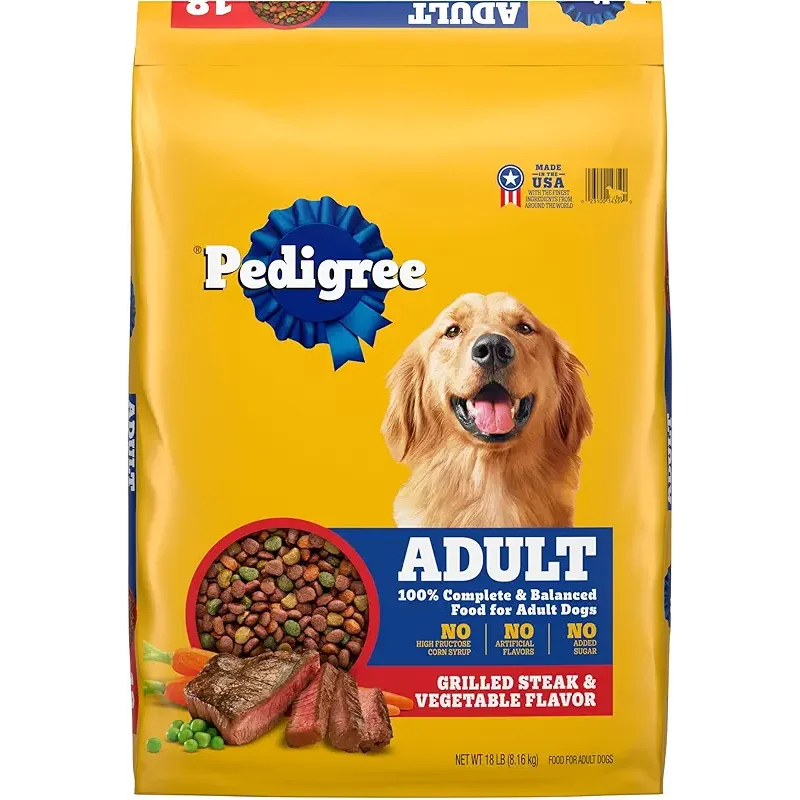 Pedigree Complete Nutrition Adult Dry Dog Food, Grilled Steak & Vegetable Flavor, 18 lb. Bag