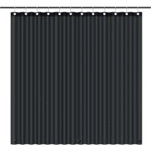 EHZNZIE Shower Curtain Liner Light Weight PEVA, Shower Liner 72x72 Inches, Waterproof, No Chemical Smell with 12 Rust Proof Metal Grommets for Bathroom Shower Curtain, Black