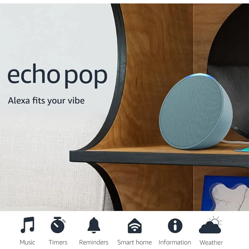 Amazon Echo Pop (newest model), Our smallest speaker with Alexa+ Early Access, Fits in any room, Midnight Teal