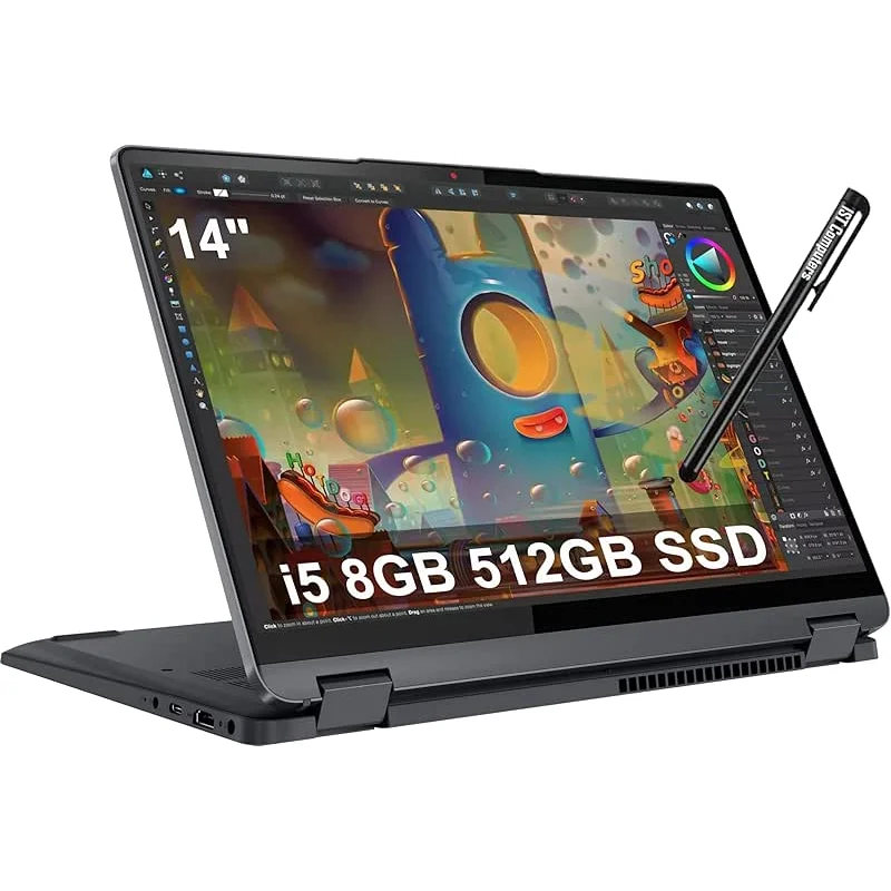 Lenovo IdeaPad Flex 5i 2-in-1 Laptop (14" FHD+ Touchscreen, Intel Core i5-1235U, 8GB RAM, 512GB SSD) Convertible, Fingerprint, Backlit, 1080p Webcam, 9-Hr Battery Life, IST Pen, Win 11 Home S Mode