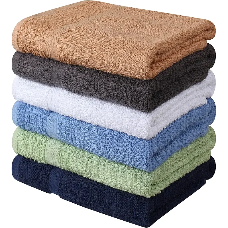 Towel and Linen Mart 100% Cotton 6 Pack Bath Towel Set, Quick Dry, Super Absorbent, Light Weight, Soft, (27 x 54 Pack of 6) Beige, White, Grey, Sky Blue, SAGE Green, Navy