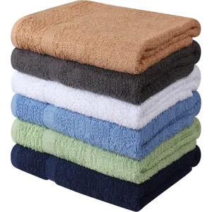 Towel and Linen Mart 100% Cotton 6 Pack Bath Towel Set, Quick Dry, Super Absorbent, Light Weight, Soft, (27 x 54 Pack of 6) Beige, White, Grey, Sky Blue, SAGE Green, Navy