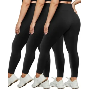 HLTPRO 3 Pack Plus Size Leggings for Women(X-Large - 4X)- High Waist Stretchy Soft Pants for Workout Running Yoga