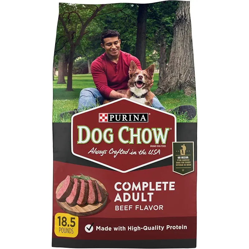 Purina Dog Chow Complete Adult Dry Dog Food Kibble Beef Flavor - 18.5 lb. Bag