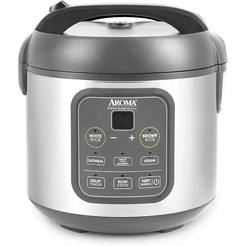 AROMA Professional Digital Rice Cooker, Multicooker, 4-Cup (Uncooked) / 8-Cup (Cooked), Steamer, Slow Cooker, Grain Cooker, 2Qt, Stainless Steel Exterior, ARC-994SG