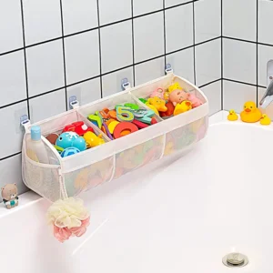 Original 3 Compartment Horizontal Large Openings Bath Toy Organizer for Tub, Capacity Upgrade Bath Toy Storage and Holder, Bathtub Toy Holder for Easy Access and Sorting of Toys.