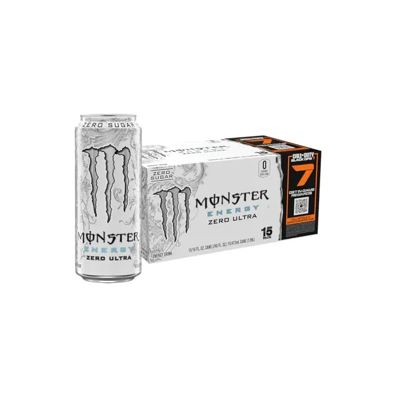 Monster Energy Zero Ultra, Sugar Free Energy Drink, 16 Ounce (Pack of 15)