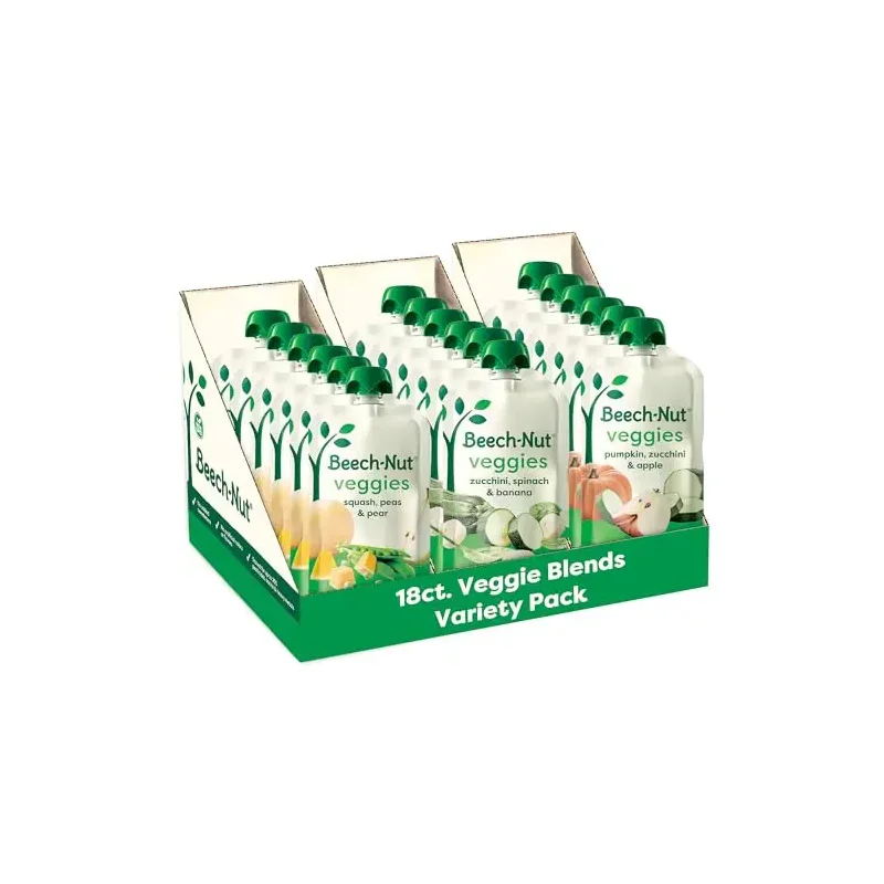 Beech-Nut Baby Food Pouches Variety Pack, Veggie Purees, 3.5 oz (18 Pack)