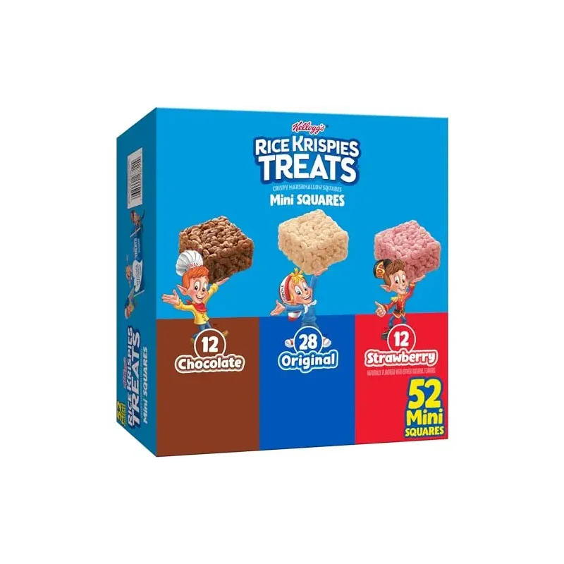Rice Krispies Treats Mini Crispy Marshmallow Squares, Kids Snacks, Lunch Snacks, Variety Pack, 20.1oz Box (52 Bars)