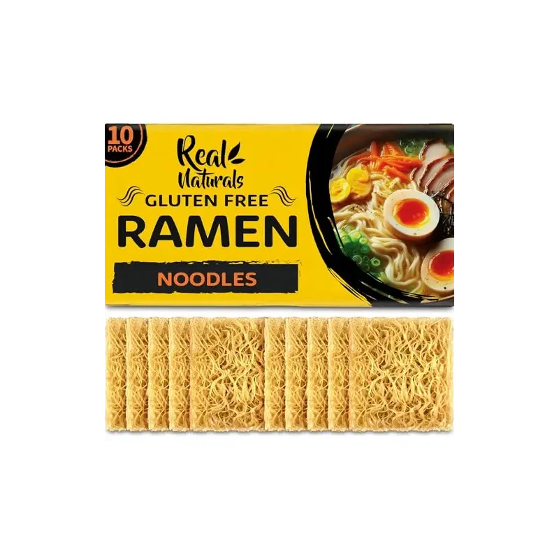 Gluten free ramen noodles (10 packs) gf gluten free noodles vegan healthy brown rice noodle. Low sodium ramen plain noodle no seasoning. Gluten-free pasta Japanese food yakisoba lo mein. Real Naturals