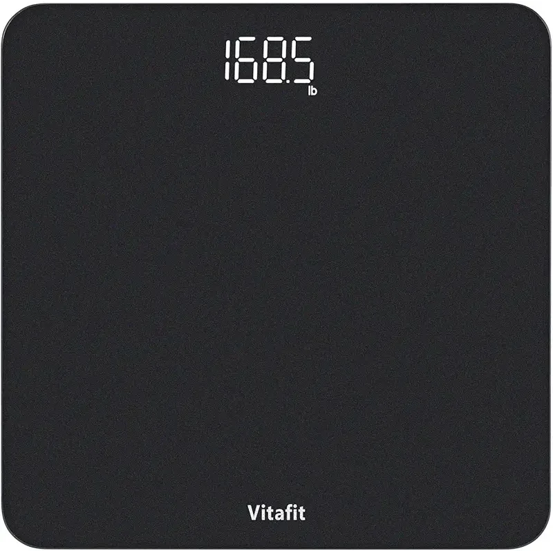 Vitafit Digital Bathroom Scale for Body Weight, Weighing Professional Since 2001, Clear LED Display and Step-On, 3*AAA Batteries Included, 400lb/182kg, Spray Silver Black