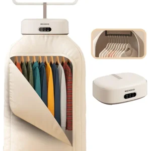 MOJOCO 便攜式乾衣機 - 小型/小型乾燥機 適用於公寓、休旅車、旅行 - 小型安靜快速乾燥機 附可調式定時器和輕鬆安裝