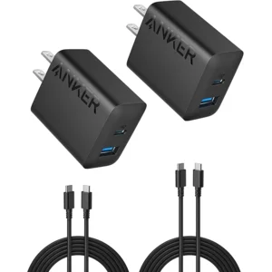 Anker iPhone 17/16 Charger, 2-Pack 20W Fast USB C Charger Block, for iPhone 16/16 Pro Max/15 Series/iPad Pro and More (Black, 2 Pack & 2 Cable)