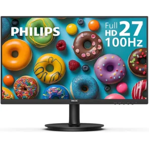 Philips New 27-inch Class Thin Full HD (1920 x 1080) 100Hz Monitor, VESA, HDMI x 1, VGA Port x1, Eye Care, 4 Year Advance Replacement Warranty, 271V8LB, Black