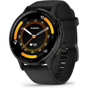 Garmin Venu 3 Slate Stainless Steel Bezel 1.4-Inch AMOLED Touchscreen Display Smart Watch with 45mm Black Case and Silicone Band