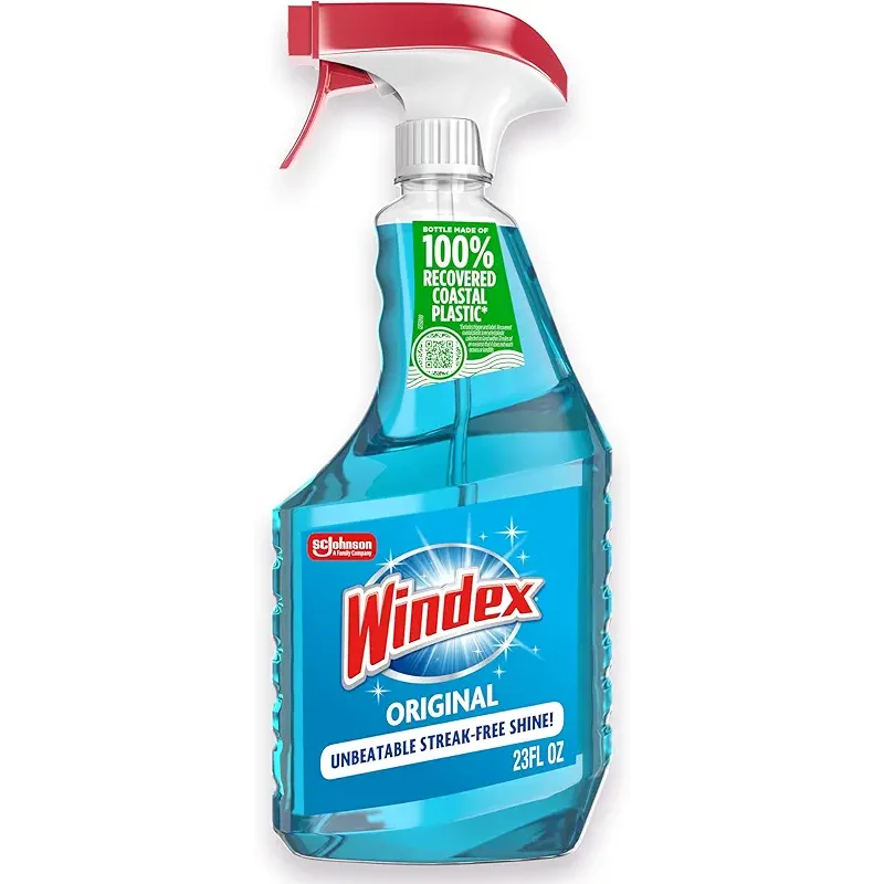 Windex Glass and Window Cleaner Spray Bottle, Packaging Designed to Prevent Leakage and Breaking, Surface Cleaning Spray, Original Blue Scent, 23 Fl Oz