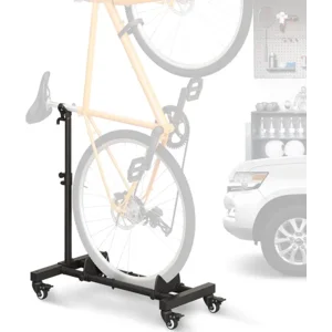 Vertical Bike Stand, Freestanding Bike Rack Garage Storage Upright Bicycle Floor Stand Indoor Bike Holder with Adjustable Height for Garage & Apartment - for Wheels Sizes up to 29”