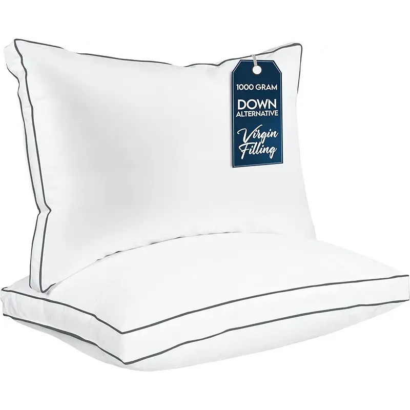 Utopia Bedding Bed Pillows for Sleeping Queen Size (Grey/White), Set of 2, Cooling Hotel Quality, Gusseted Pillow for Back, Stomach or Side Sleepers