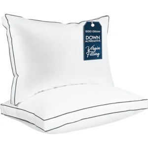 Utopia Bedding Bed Pillows for Sleeping Queen Size (Grey/White), Set of 2, Cooling Hotel Quality, Gusseted Pillow for Back, Stomach or Side Sleepers