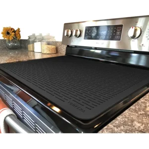Stove Top Cover for Electric Stove - Silicone Stove Mat for Glass Top, Glass Cooktop Protector For Kitchen,Multi-functional Oven Covers for Electric Stove (Black,28 x 20)