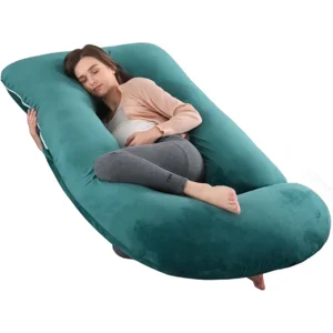 ALLOPERA Pregnancy Pillow, Full Body Maternity Pillow 57 inch, with Removable Washable Cover - Sleep Support for Legs, Back, Neck, Shoulder, HIPS, Belly, Velvet Cover (Dark Green)