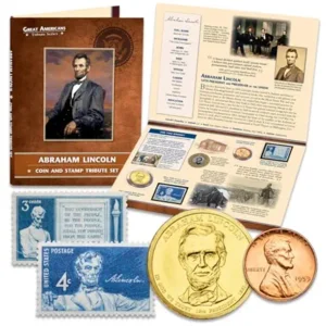 Abraham Lincoln Tribute Coin and Stamp 4-Piece Set with Holder