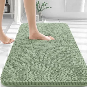 OLANLY Bathroom Rugs 30x20, Extra Soft Absorbent Chenille Bath Rugs, Rubber Backing Quick Dry, Machine Washable Bath Mats for Bathroom Floor, Tub and Shower, Home Decor Accessories, Sage Green