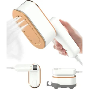 Travel Steamer Iron for Clothes - 1200W Handheld Size Portable Travel Steamer, 3 Steam Levels Clothes Steamer with LCD Screen, 10S Fast Heat-up Steamer for Dress Shirt Home Travel (White)