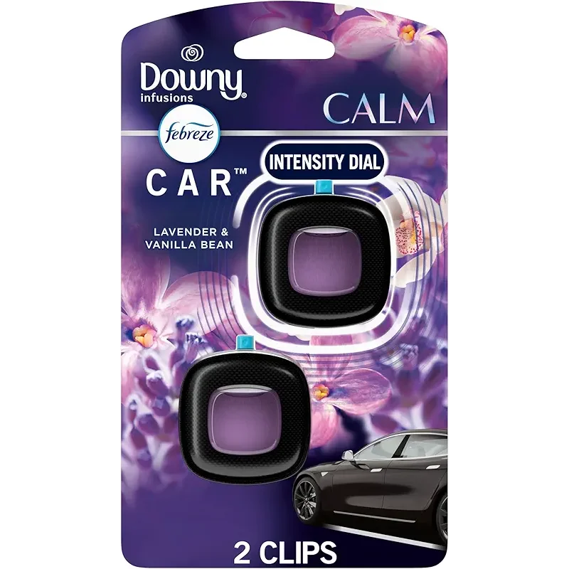Febreze Car Vent Clip, Downy Calm Scent, 2 Count, 0.13 oz Total