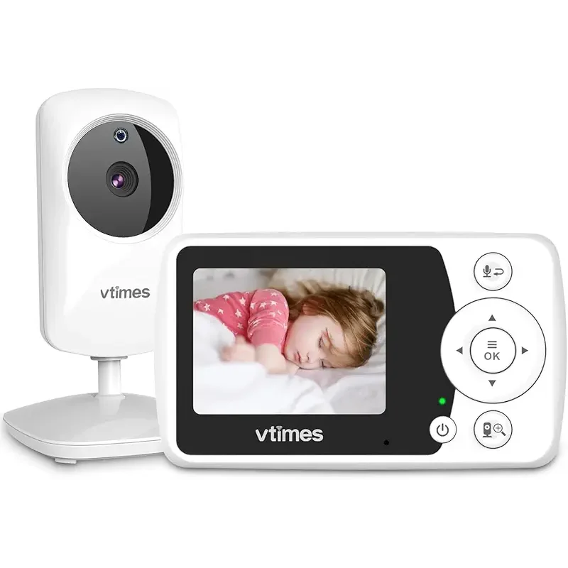 Baby Monitor with Camera and Audio, Video Baby Monitor No WiFi Night Vision 2.4" LCD Screen Portable Baby Camera Monitor Alarm Lullaby Temperature Sensor and 1000ft, Ideal for Baby/Elderly/Pet